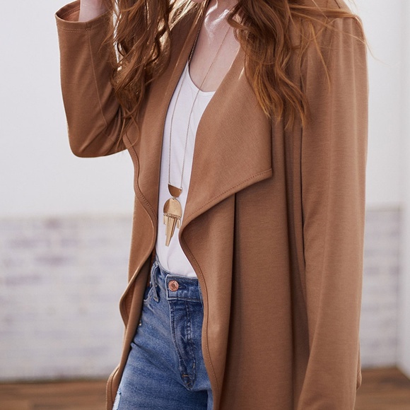 Pat Rego Jackets & Blazers - Pat Rego Khaki Cascade Collar Knit Cardigan Sz. 2X